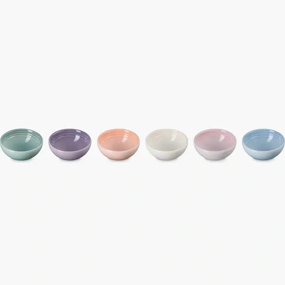 LE CREUSET VANCOUVER PASTEL STONEWARE 2oz PINCH BOWL SET OF 6 *NIB* - Picture 3 of 5